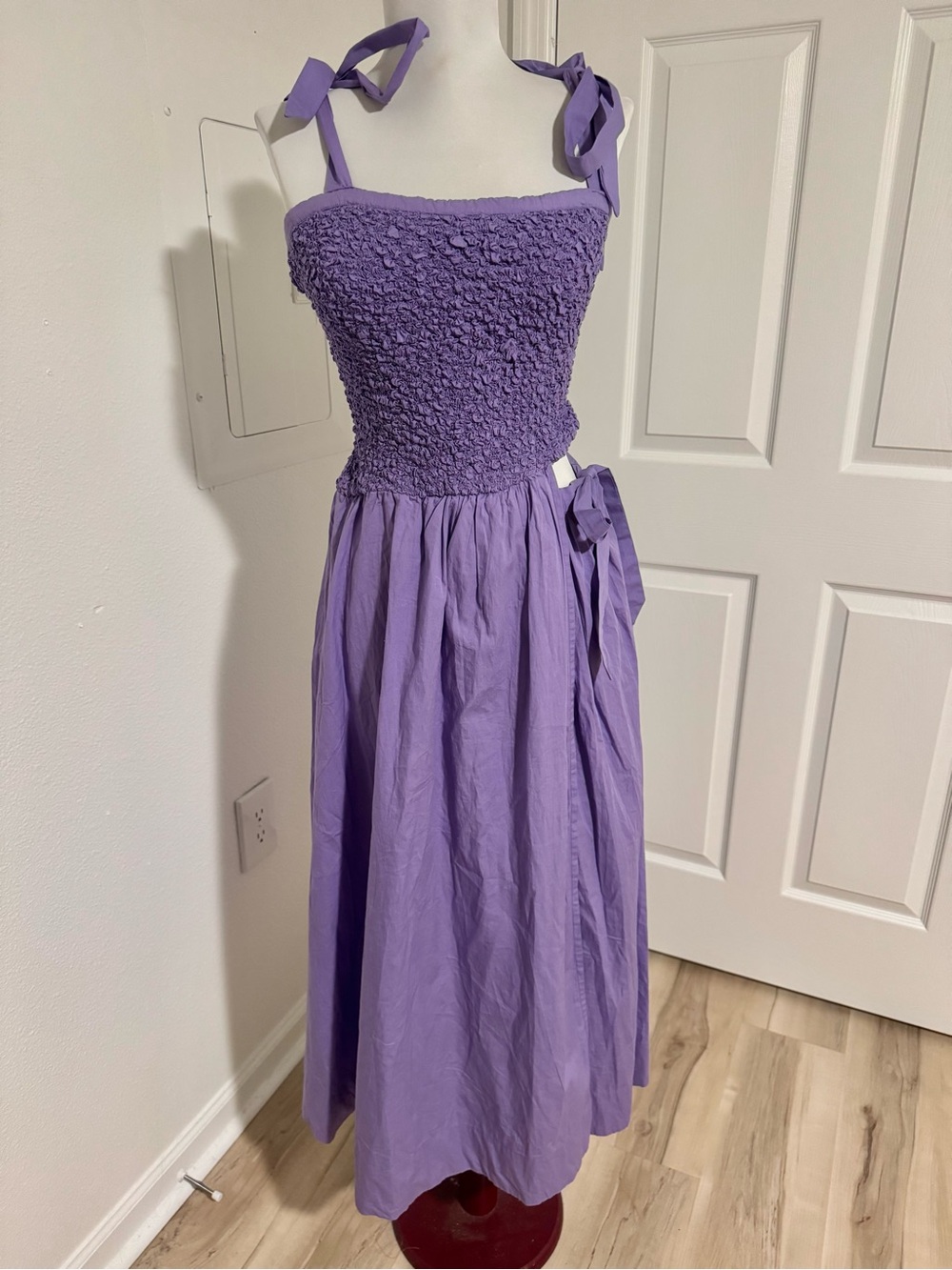 Free People Margate Cotton Midi Dress โ Spring Tulip Purple โ Size XS - Picture 4 of 7